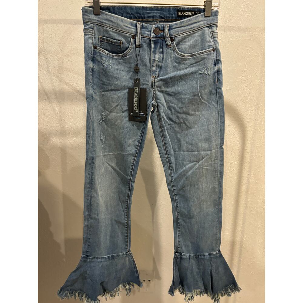 Blank NYC x Revolve Ruffle Crop Jeans Fancy That Wash Aize 26 New